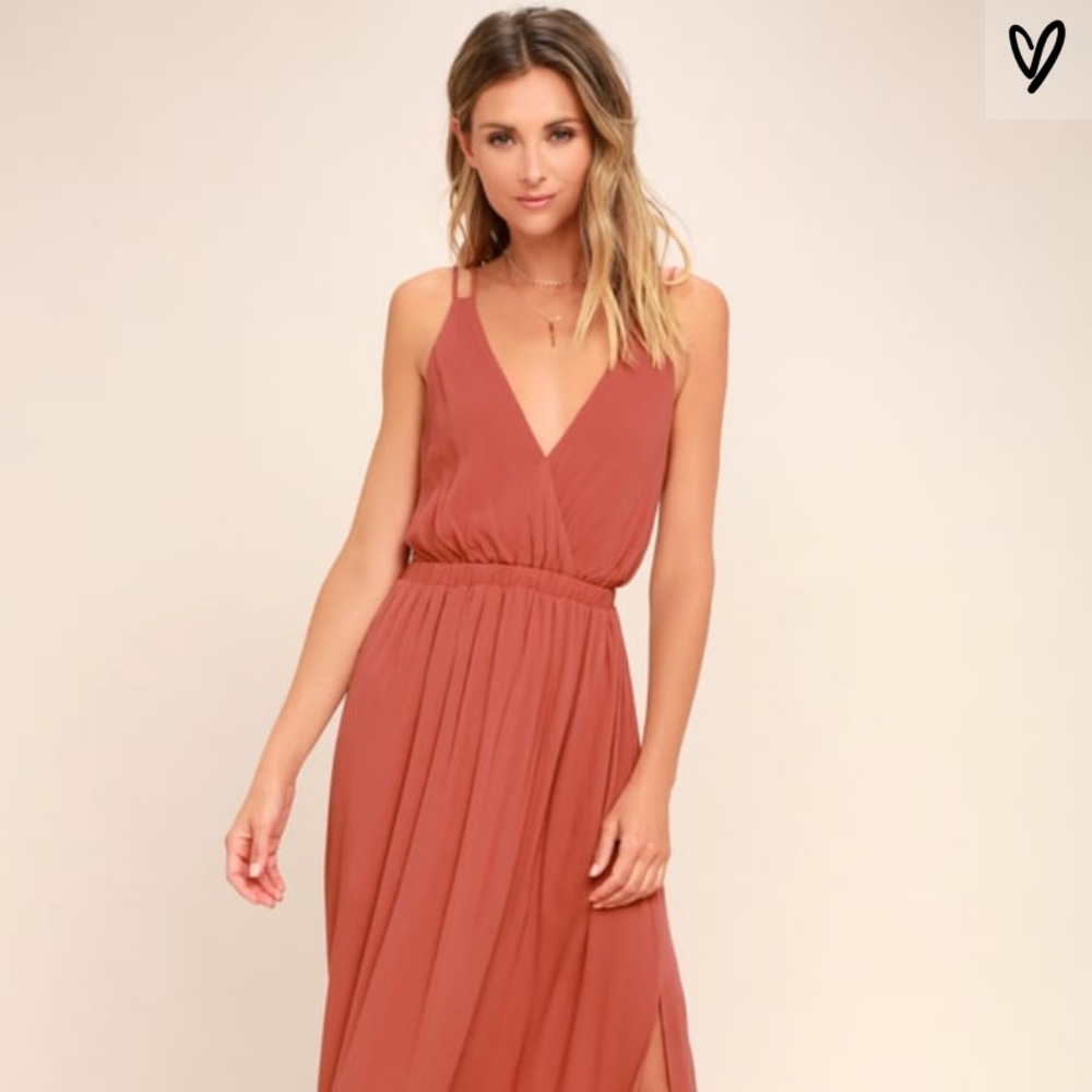 Lost in Paradise Rusty Rose Maxi Festival Dress